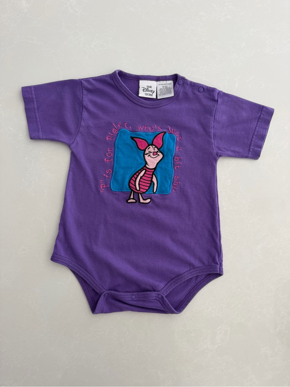 Vintage 90s Disney Store Winnie the Pooh Piglet Bodysuit • Size 24M